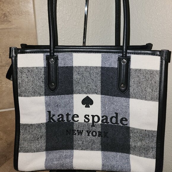 Large Tote Black And White Plaid Kate Spade Purse EUCKate Spade NY